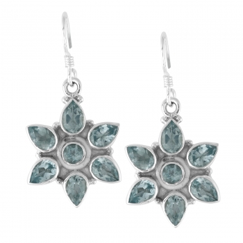Pure silver blue topaz fashion earrings 